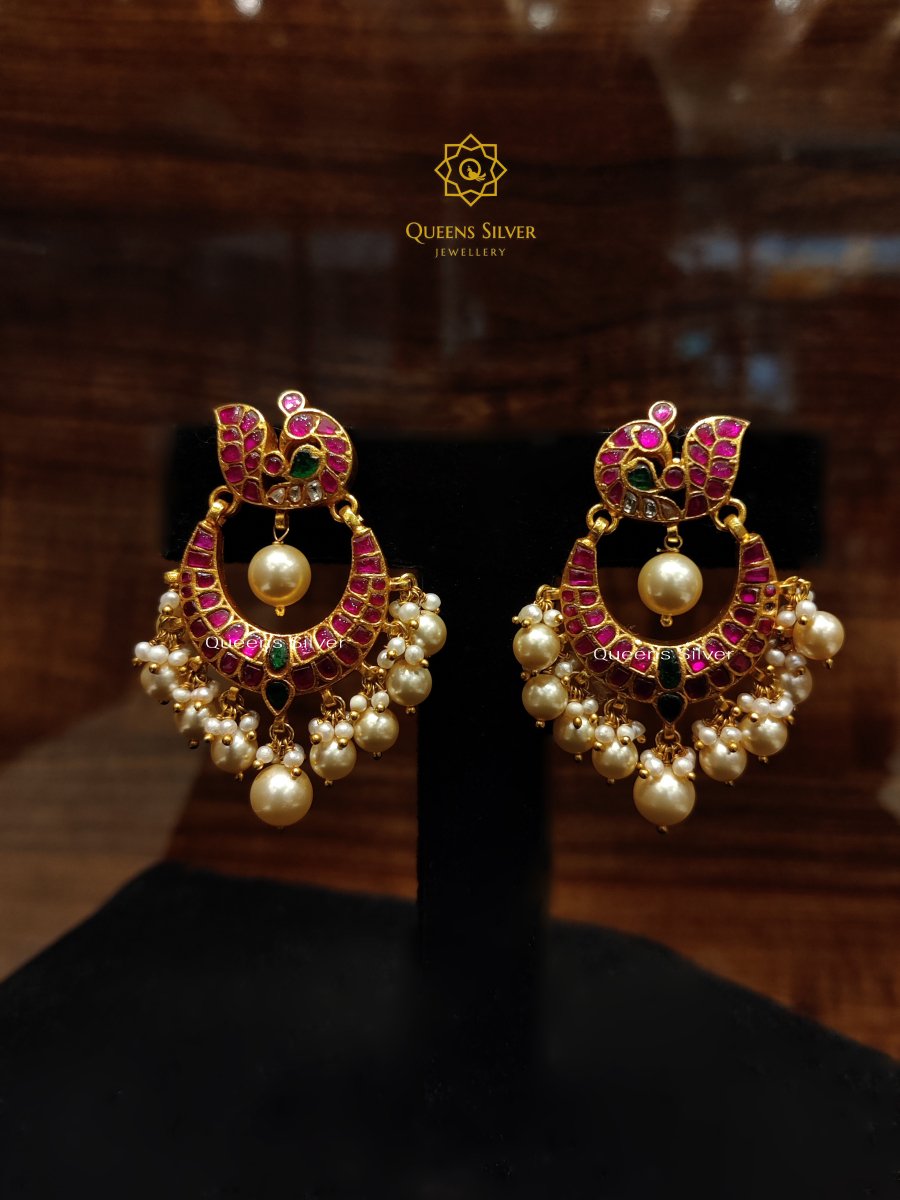 Kundan Chandbali KE003 - www.queenssilverjewellery.com