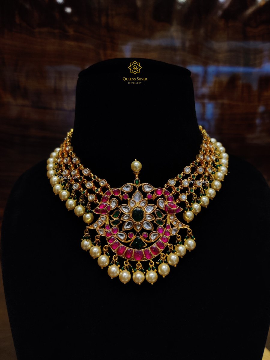 Kundan Choker KC001 - www.queenssilverjewellery.com