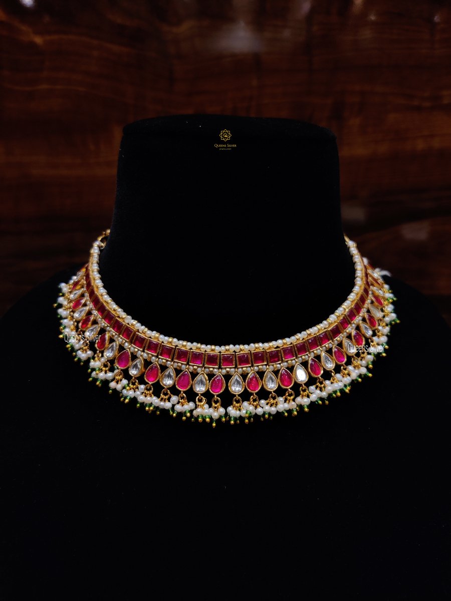 Kundan Choker KC002 - www.queenssilverjewellery.com