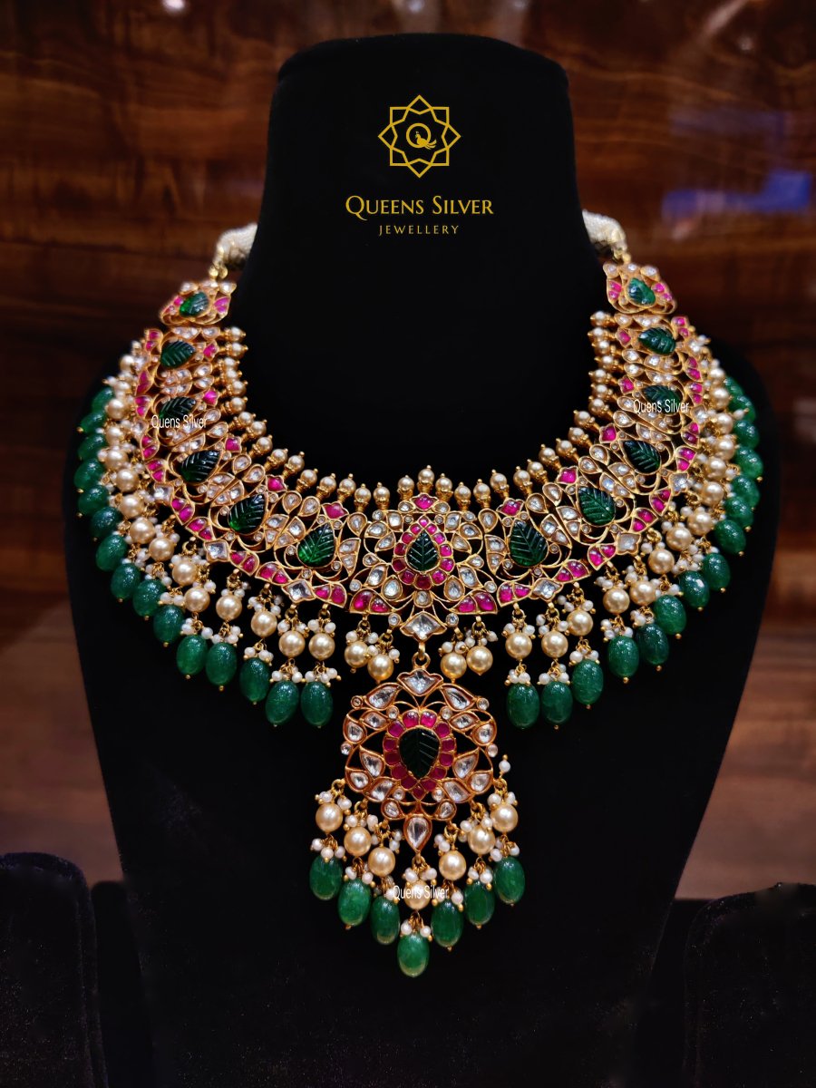 Kundan Necklace KN001 - www.queenssilverjewellery.com