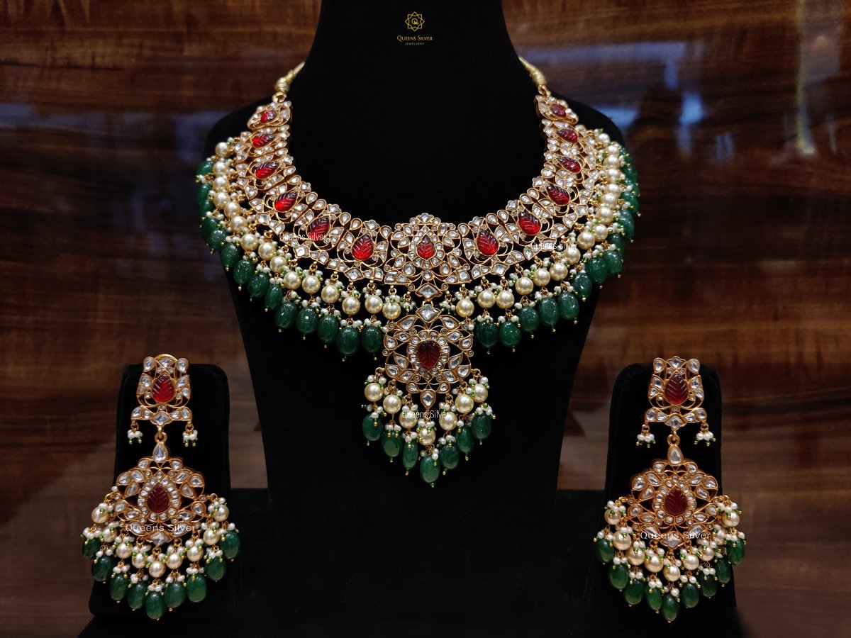 Kundan Necklace KN002 - www.queenssilverjewellery.com