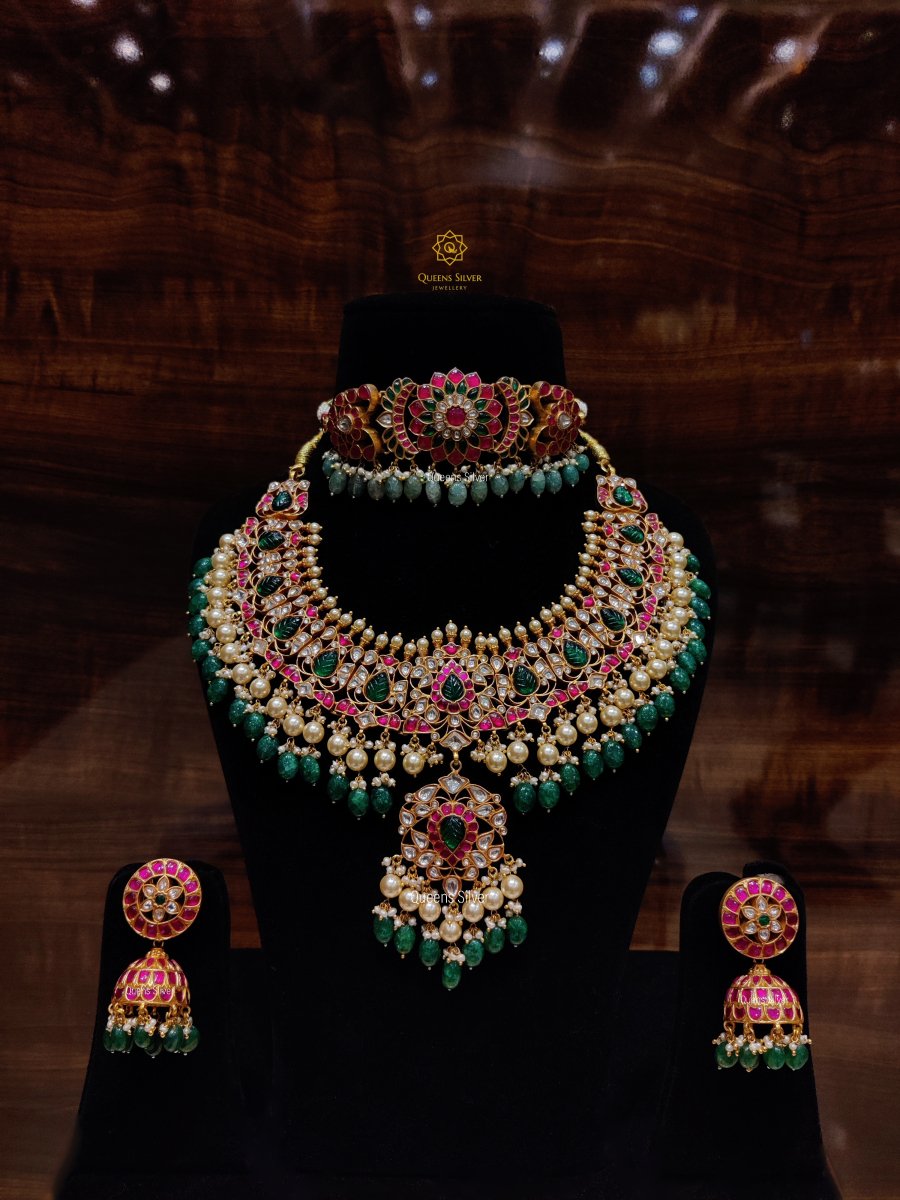 Kundan Rani Necklace Set - www.queenssilverjewellery.com